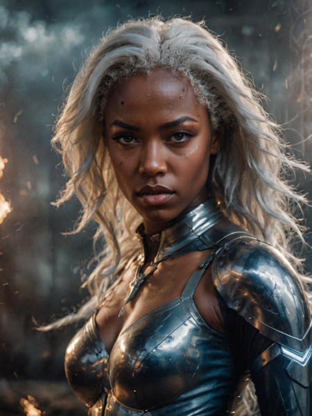 31072772-1807973630-cinematic film still, photo of storm from x-men, dark skinned girl with white hair, lightnings, superpowers, armor,  sony fe 12-.png